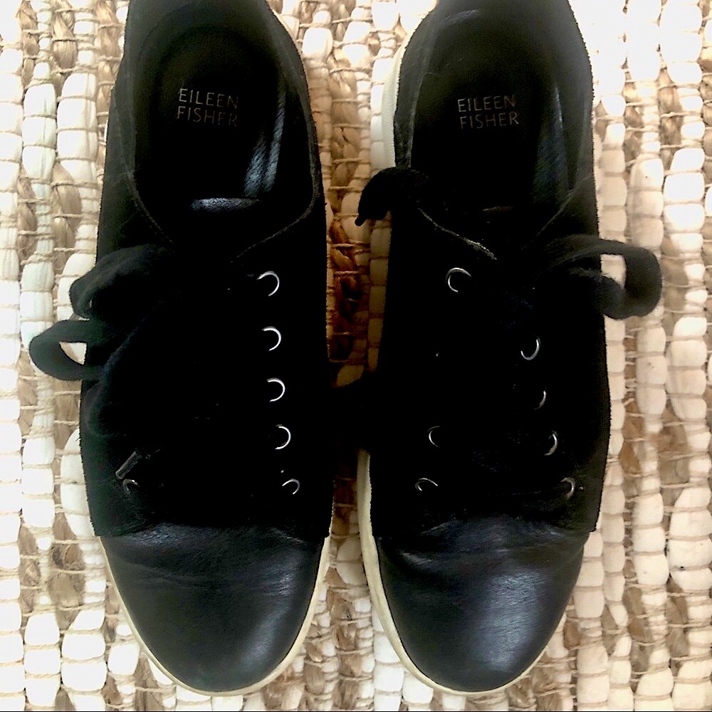 Eileen Fisher leather and suede sneakers
